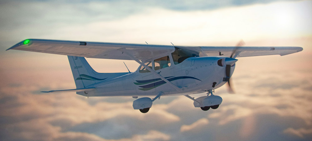 A light Cessna aircraft in flight